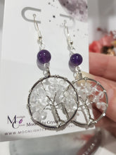 Load image into Gallery viewer, Quartz TREE OF LIFE Chip Bead Silver Earrings E71