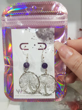 Load image into Gallery viewer, Quartz TREE OF LIFE Chip Bead Silver Earrings E71