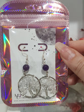 Load image into Gallery viewer, Quartz TREE OF LIFE Chip Bead Silver Earrings E71