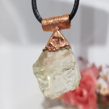 Load image into Gallery viewer, Citrine raw crystal copper Electroformed pendant on black cord 35mm P160