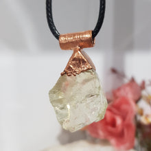 Load image into Gallery viewer, Citrine raw crystal copper Electroformed pendant on black cord 35mm P160