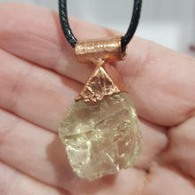 Load image into Gallery viewer, Citrine raw crystal copper Electroformed pendant on black cord 35mm P160