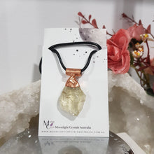 Load image into Gallery viewer, Citrine raw crystal copper Electroformed pendant on black cord 35mm P160