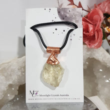 Load image into Gallery viewer, Citrine raw crystal copper Electroformed pendant on black cord 35mm P160