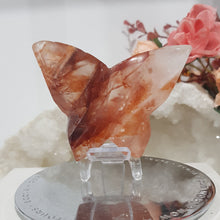 Load image into Gallery viewer, Butterfly Fire Quartz Crystal Carving Stone 70mm 1 - GORGEOUS