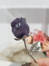 Load image into Gallery viewer, ROSE FLOWER Chevron Amethyst Crystal Carving Stone 150mm 1