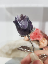 Load image into Gallery viewer, ROSE FLOWER Chevron Amethyst Crystal Carving Stone 150mm 1