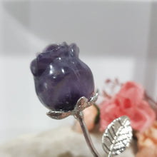 Load image into Gallery viewer, ROSE FLOWER Chevron Amethyst Crystal Carving Stone 150mm 1