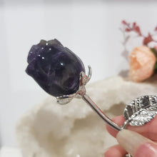 Load image into Gallery viewer, ROSE FLOWER Chevron Amethyst Crystal Carving Stone 150mm 2