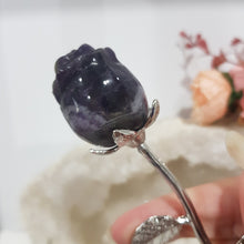 Load image into Gallery viewer, ROSE FLOWER Chevron Amethyst Crystal Carving Stone 150mm 2