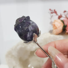 Load image into Gallery viewer, ROSE FLOWER Chevron Amethyst Crystal Carving Stone 150mm 2