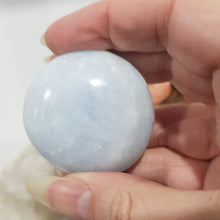 Load image into Gallery viewer, Celestite Palm Stone Crystal Carving 45mm 1