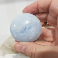 Load image into Gallery viewer, Celestite Palm Stone Crystal Carving 45mm 1