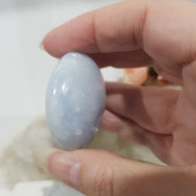 Load image into Gallery viewer, Celestite Palm Stone Crystal Carving 45mm 1