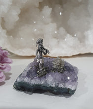 Load image into Gallery viewer, Beautiful Amethyst Cluster Crystal with Miner and Pyrite Clusters Stones.