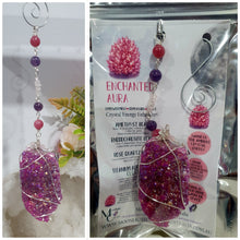 Load image into Gallery viewer, ENCHANTED AURA - Handcrafted Titanium Aura Quartz Crystal Energy Enhancer© / Hanger / Ornament / Suncatcher
inspires EMPOWERMENT | COMPASSION | MAGICK
Gorgeous Titanium Aura Quartz crystal beaded with Rhodochrosite, Amethyst and Rose Quartz. Wire wrapped in silver
Genuine Crystals. no plastic or glass. Ensuring energy flow throughout the enhancer. Crystal Suncatchers