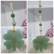 Load image into Gallery viewer, Crystal Energy Enhancer© Suncatcher Lucky Four-Leaf Clover Aventurine Clover Carving. Beaded with Aventurine, Amazonite and quartz. Brings Good Luck, Protection and Abundance