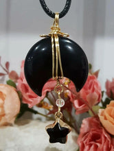 Load image into Gallery viewer, Gorgeous Moon Black Agate Crystal Carving Stone Pendant Necklace. Brings courage and dispels fear.