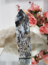 Load image into Gallery viewer, Black-Sphalerite-Crystal-Tower-On-Lean