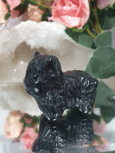 Load image into Gallery viewer, Beautiful Cute Black Obsidian Highland Cow Crystal Carving Stone.