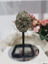 Load image into Gallery viewer, Stunning Pyrite Crystal Cluster on stand. Inspires Success and Wealth