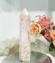 Load image into Gallery viewer, rhodochrosite-crystal-tower-stone-point-inclusions
