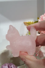 Load image into Gallery viewer, Rose Quartz Stalking Cat Animal Crystal Carving Stone. shes a tad wobbly but still lovely
Inspires love and harmony