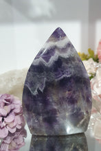Load image into Gallery viewer, Amethyst Chevron Flame Tower Crystal Carving Stone
INSPIRES INTUITION AND SPIRITUALITY
Beautiful Amethyst Crystal Flame Tower Stone Carving.