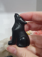 Load image into Gallery viewer, Wolf Black Obsidian Crystal Carving Stone.
Protection and Balance
Beautiful polished Black Obsidian Wolf Crystal Carving Stone. Inspires Protection and Balance