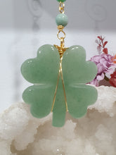 Load image into Gallery viewer, Crystal Energy Enhancer© Suncatcher Lucky Four-Leaf Clover Aventurine Clover Carving. Beaded with Aventurine, Amazonite and quartz. Brings Good Luck, Protection and Abundance