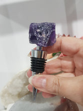 Load image into Gallery viewer, Amethyst Bottle Stopper Raw Crystal Stone 90mm 2 STONE A LITTLE SCUFFED