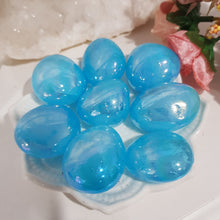 Load image into Gallery viewer, Titanium Aura Quartz Blue Crystal Tumble Stone 25mm - 30mm