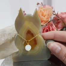 Load image into Gallery viewer, Cat-Agate-Crystal-Carving-Stone-with-Moonstone-collar-Necklace-Moonlight-Crystals-Australia