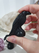Load image into Gallery viewer, Beautiful polished Black Obsidian Raven / Crow Crystal Carving Stone. Inspires Protection and Balance. 50mm