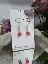 Load image into Gallery viewer, Crystal Beaded Earrings - Rhodochrosite & Quartz on silver 8mm | Compassion & Power