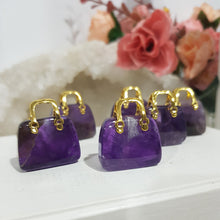 Load image into Gallery viewer, Handbag Amethyst Crystal Carving Stone gold handle 20mm hand bag