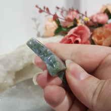 Load image into Gallery viewer, Green Moss Agate Star Crystal Carving Stone 60mm 6 ROUGH TIP EDGE