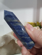 Load image into Gallery viewer, SECONDS STOCK Sodalite Crystal Point Tower Stone
Inspires Self Esteem
THIS POINT IS A BIT WOBBLY
Lovely Sodalite point tower. its a tad wobbly