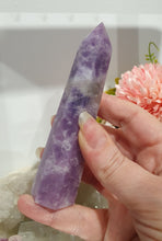 Load image into Gallery viewer, Lepidolite Crystal Tower Stone . Discounted as he is a big wobbly
STONE OF TRANSITION
Beautiful Lepidolite Tower stone. this is lovely but shes a tad wobbly.