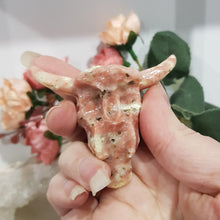 Load image into Gallery viewer, skull-Bull-horns-Pink-Opal-Crystal-Carving-Stone-Moonlight-Crystals-Australia