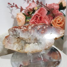 Load image into Gallery viewer, Pink Amethyst / Flower Agate Crystal Slab on Stand Stone 100mm 12