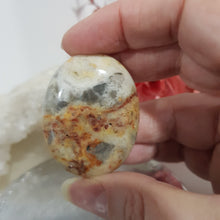 Load image into Gallery viewer, Crazy Lace Agate Palm Stone Crystal Carving 45mm 2