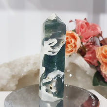 Load image into Gallery viewer, moss-agate-crystal-point-stone-tower