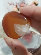 Load image into Gallery viewer, Carnelian Crystal Heart Carving on Stand Stone 40mm 15 CRACK