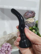Load image into Gallery viewer, Witches Broom Black Obsidian Crystal Carving Stone 130mm | Protection and Balance