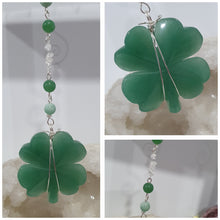 Load image into Gallery viewer, LUCKY FOUR-LEAF CLOVER BLESSINGS Aventurine Crystal Carving Silver Stone Crystal Energy Enhancer© / Hanger / Ornament / Suncatchers
GOOD FORTUNE | HOPE | MAGIC | PROTECTION
A four-leaf clover Symbolises good luck and abundance. It is believed if you hold a four-leaf clover you will gain the ability to see fairies and leprechauns and find their treasures.
Beautiful Aventurine four-leaf clover crystal carving beaded with Amazonite, Aventurine and Quartz. Wire wrapped in Silver