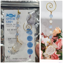 Load image into Gallery viewer, "CRYSTAL CANDY" Quartz Candy gold wired Stone Crystal Energy Enhancer© Hanger Ornament Suncatcher | Inspires Powerful Magic & Serenity