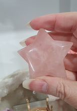 Load image into Gallery viewer, Star Rose Quartz Crystal Carving Stone on Stand
Inspires Unconditional Love
Gorgeous Rose Quartz Star Crystal Carving Stone on stand.