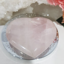 Load image into Gallery viewer, Heart Rose Quartz Crystal Carving Stand 70mm 11 LOVELY SHINE / UNEVEN COLOUR