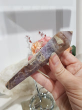 Load image into Gallery viewer, Amethyst-Sceptor-Tower-on-Silver-Stand-Crystal-Carving-Stone-Moonlight-Crystals-Australia